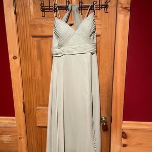 Size 10 sage green bridesmaid dress. Hemmed to fit 5’8” including heels.